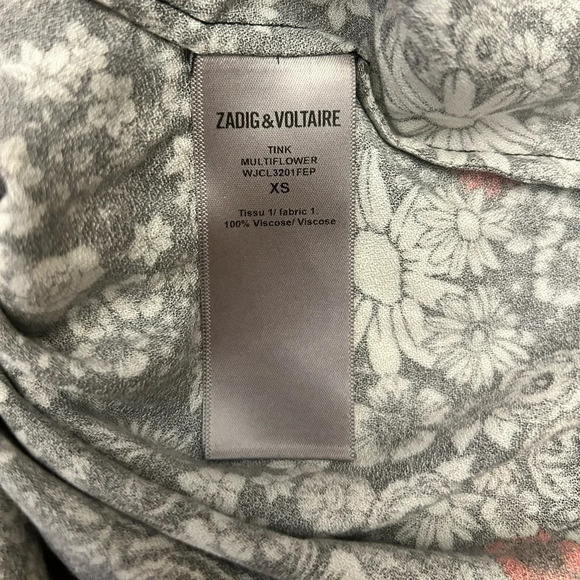 Zadig & Voltaire Tink Crepe Floral Black Top Blouse Long Sleeve Size XS NWT - Picture 8 of 10